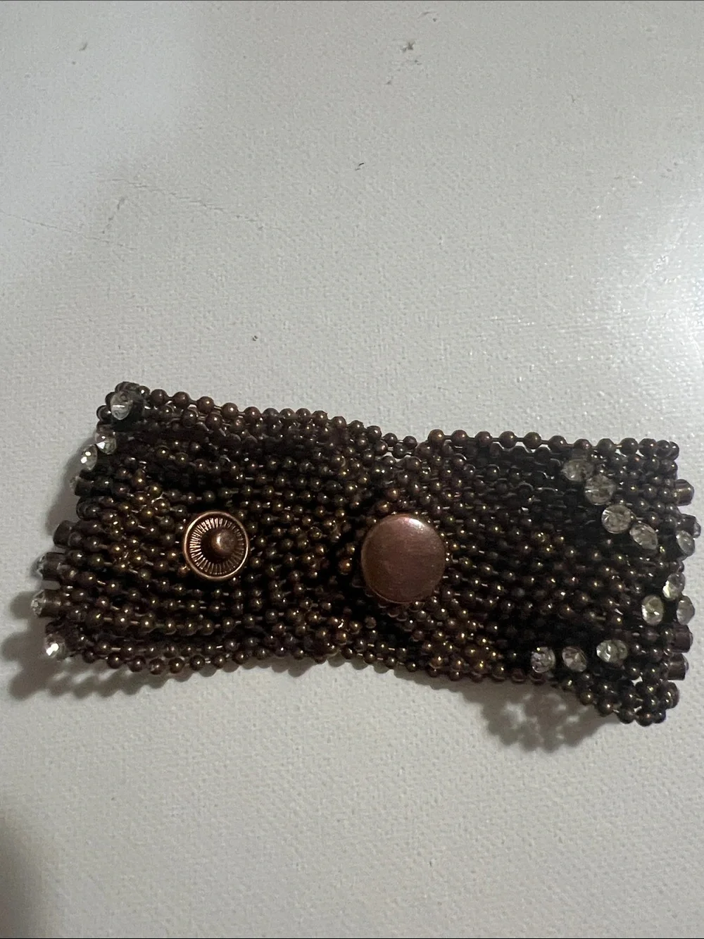 Men's Brown Beaded Bracelet with Clear Crystal Accent